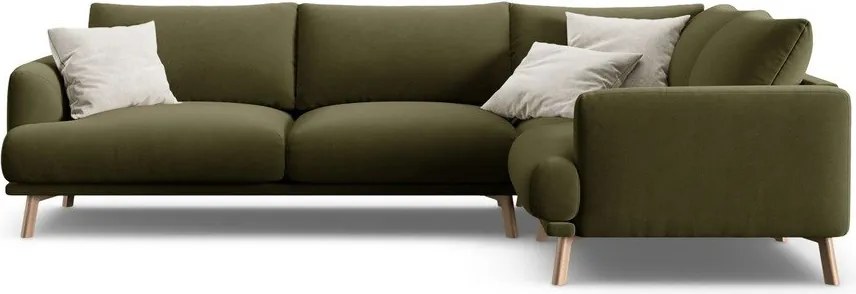 Zelená zamatová rohová pohovka (pravý roh/do L) Naomi – Micadoni