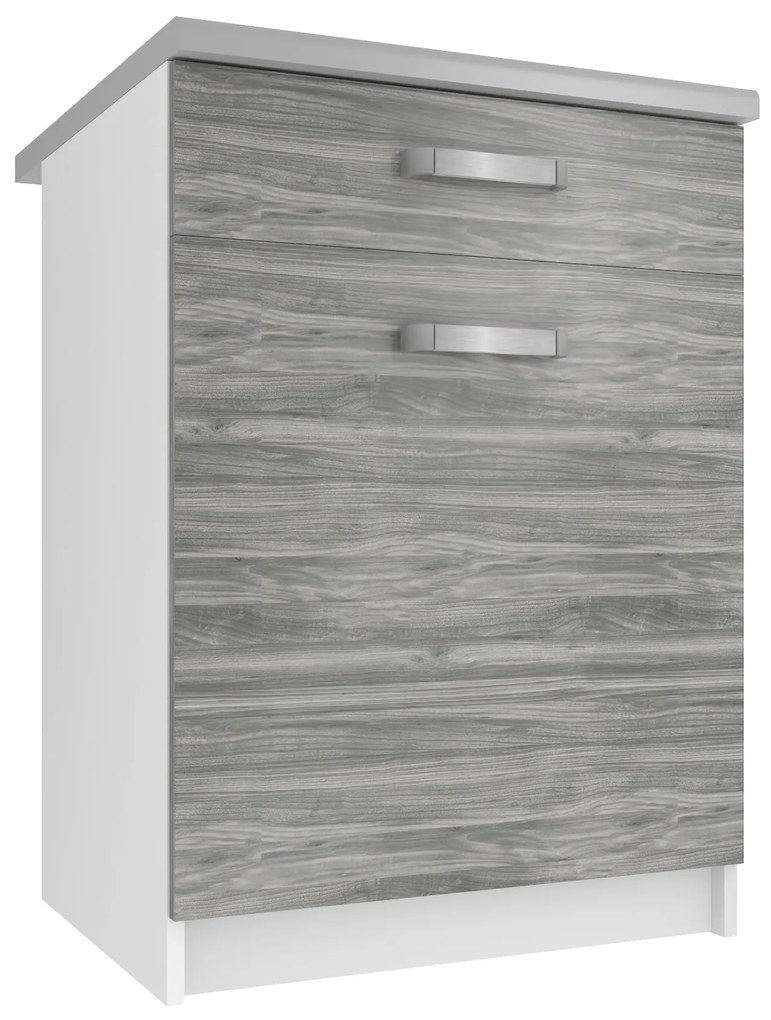 Kuchynská skrinka Belini spodná so zásuvkami 60 cm šedý antracit Glamour Wood s pracovnou doskou  TOR SDSZ1-60/0/WT/GW1/0/U