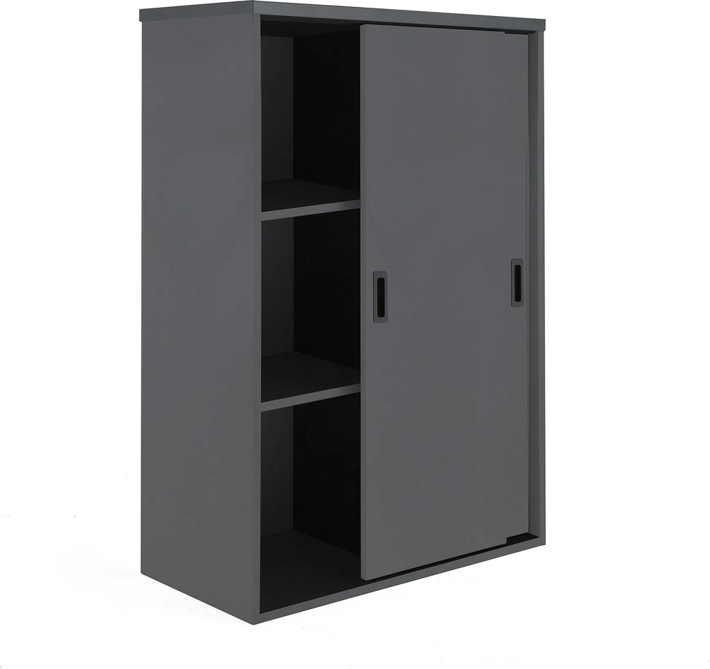 Kancelárska skriňa Modulus s posuvnými dverami, 1200x800 mm, čierna