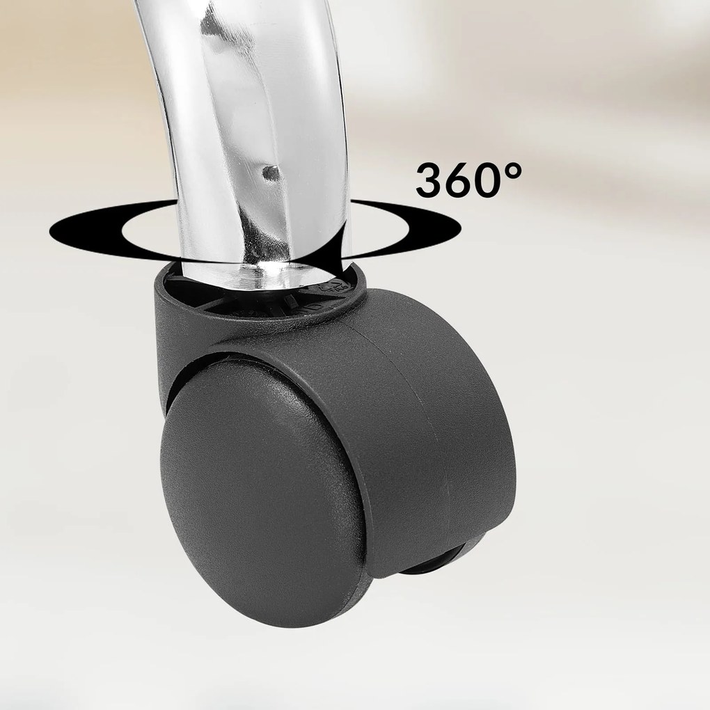 Taburetka na kolieskach s operadlom ROLAND, Ø35cm, biela Casaria