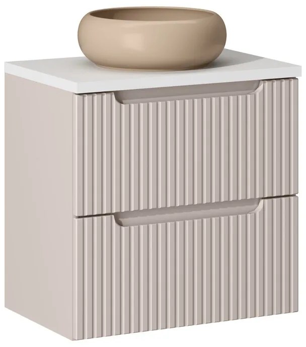 Závesná skrinka Nova Cashmere Wiki II s doskou a umývadlom 60 cm kašmírová/biela