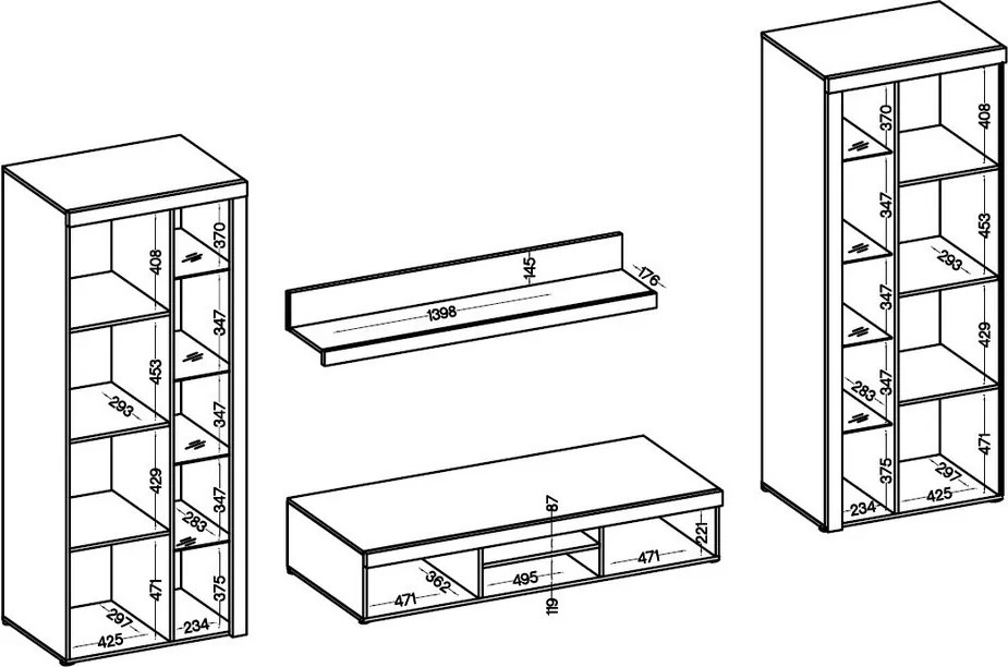 Obývacia stena Flamenco XL, dub sonoma