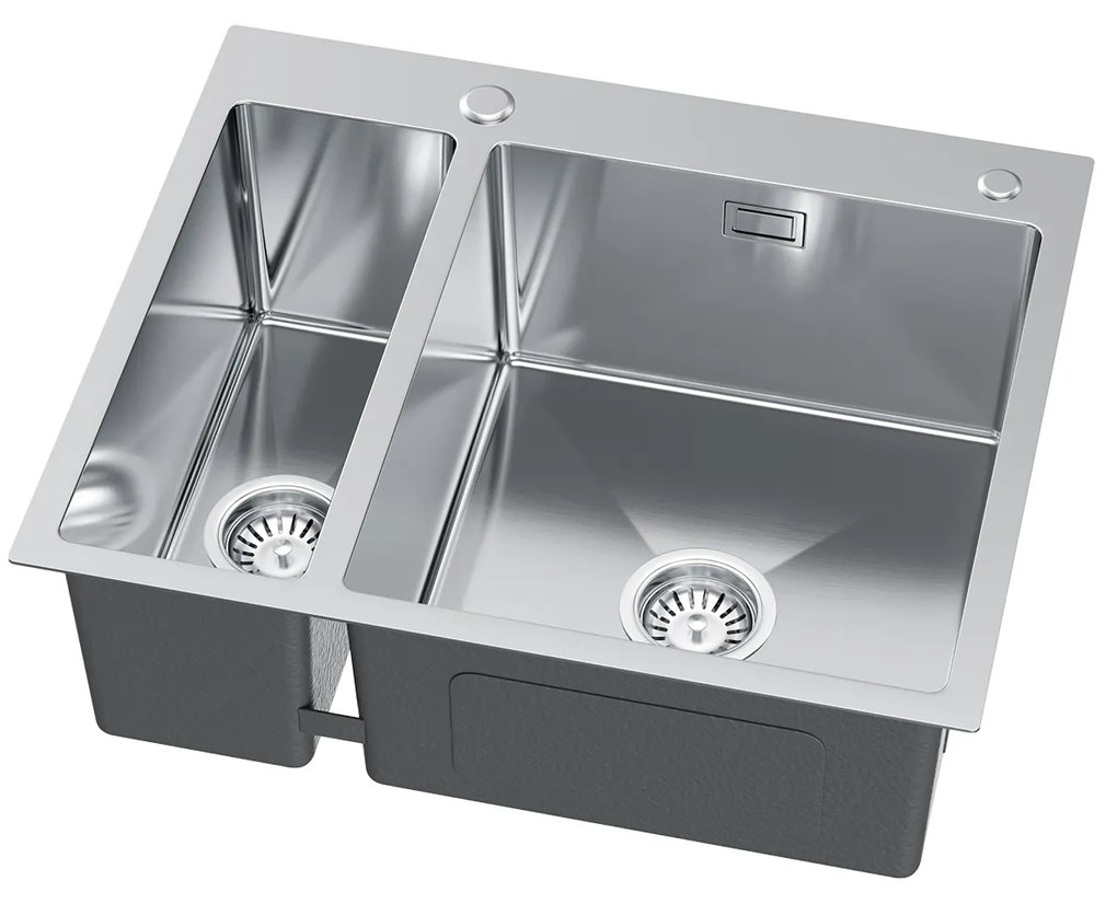 Erga HD, 1,5-komorový oceľový drez 610x510x210 mm s dávkovačom saponátu, oceľová, ERG-MLS-HD6151