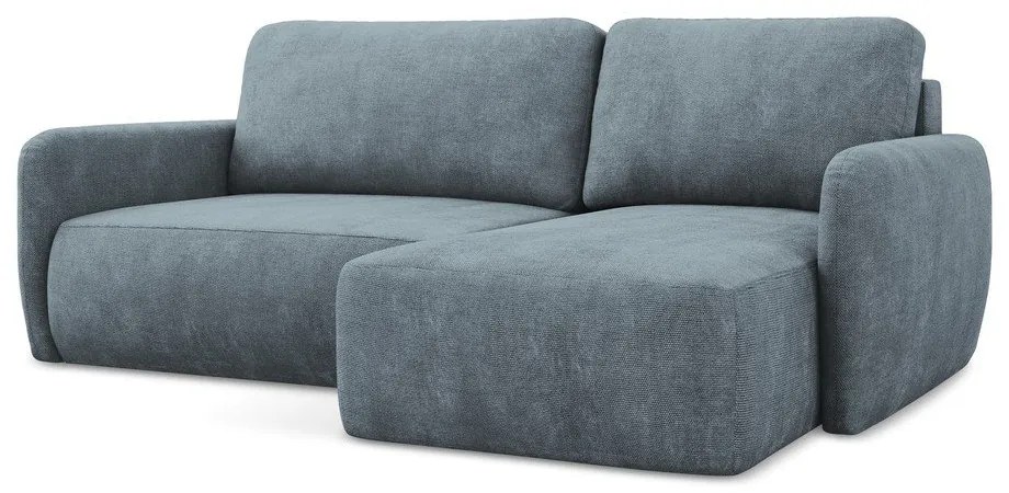 Sivomodrá ženilková rozkladacia/s úložným priestorom rohová pohovka (pravý roh/s leňoškou) Lilo – Makamii