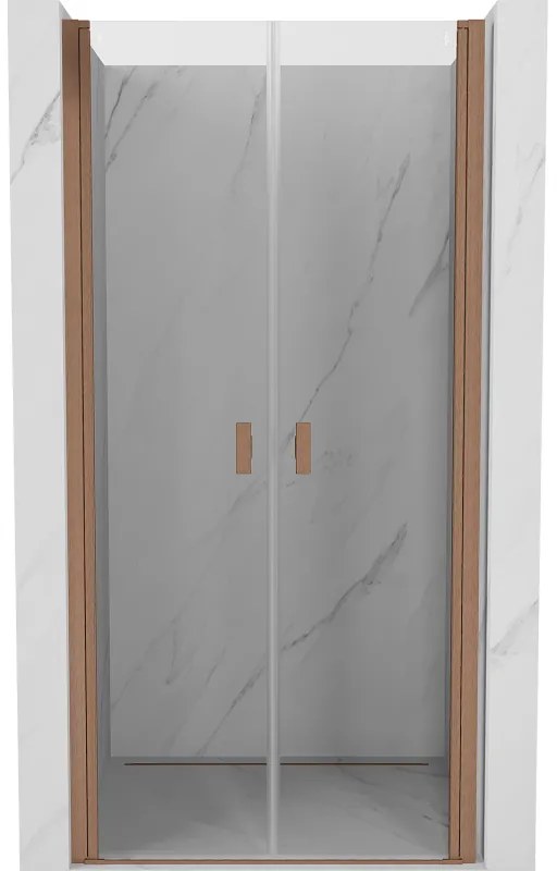 Mexen MIST, 2-krídlové sprchové dvere (d+d) 110x200 cm, 6mm číre sklo, medený matný profil, 8A7-110-000-65-00
