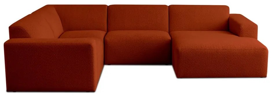 Rohová pohovka z textílie buklé v tehlovej farbe (do "U") Roxy – Scandic