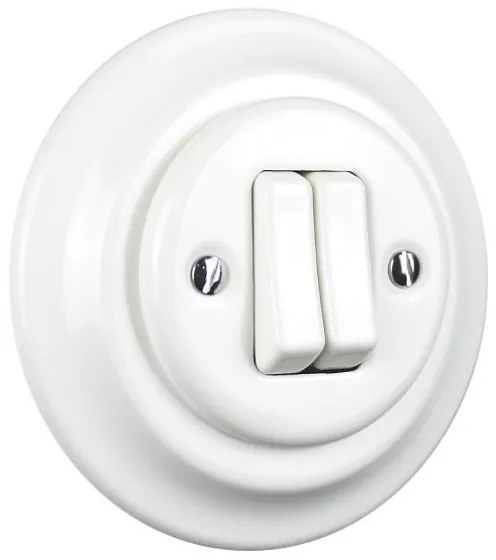 Elhard Okrúhly keramický vypínač s kolískou č.5, biely - kompletný KV5005W