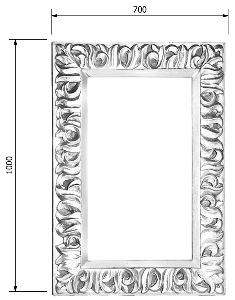 Sapho Sapho, ZEEGRAS zrkadlo v ráme, 70x100cm, strieborná Antique, IN432