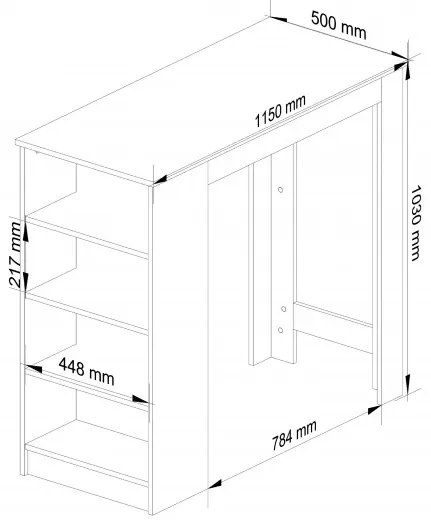 Barový stôl 115cm biely