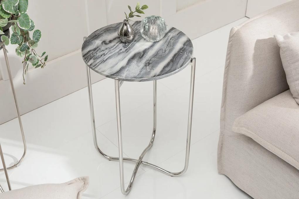 Bighome - Príručný stolík NOBL 38 cm - šedá, strieborná