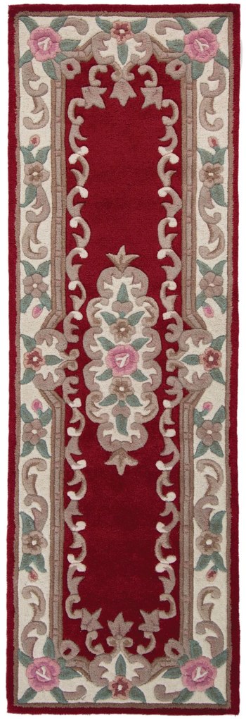 Flair Rugs koberce Ručne všívaný behúň Lotus premium Red - 67x210 cm