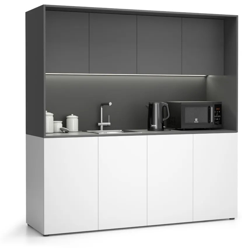 PLAN Kuchynka NIKA s drezom a batériou 1963 x 600 x 2000 mm, grafitová, ľavé