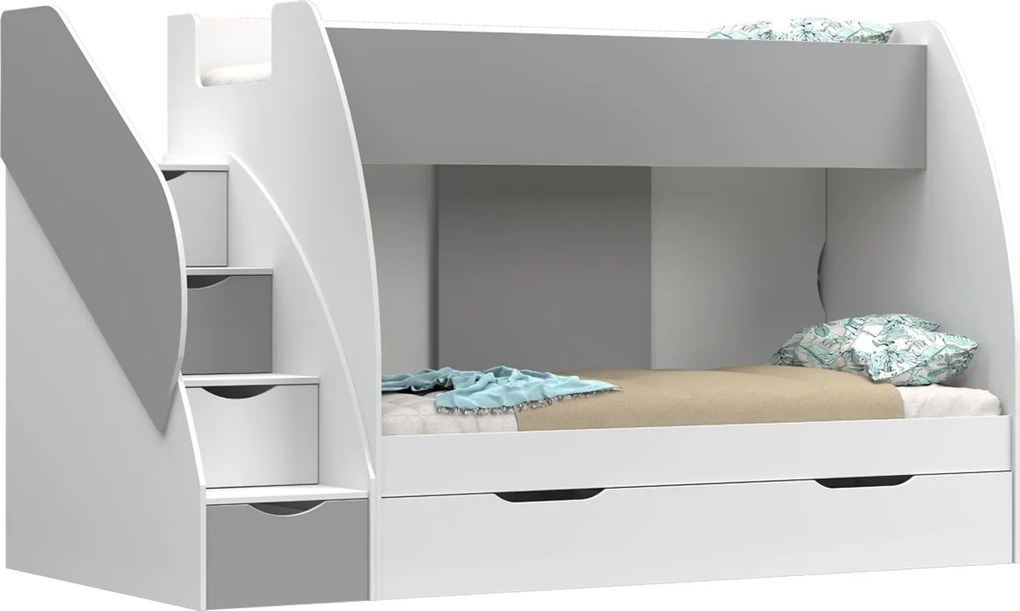 Detská poschodová posteľ MARTIN - 200x80 cm - biela/sivá