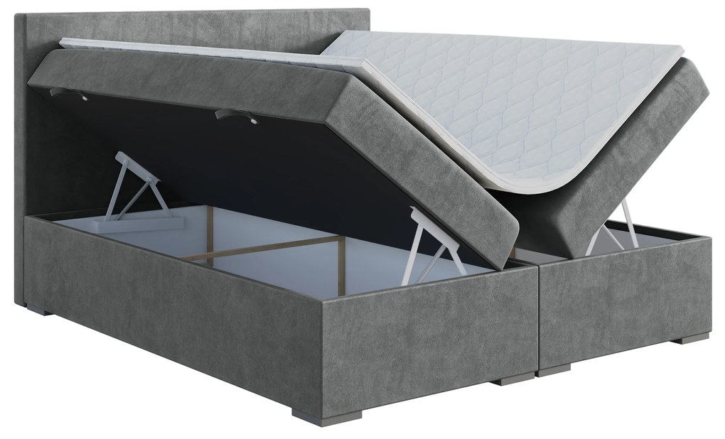 Manželská posteľ Boxspring 180 cm Lemmy (betón) (s matracom a úl. priestorom). Akcia -20%. Vlastná spoľahlivá doprava až k Vám domov. 1043396