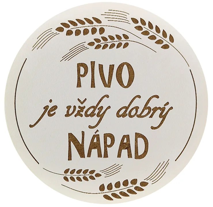 AMADEA Drevený podtácok okrúhly Pivo text "pivo je vždy dobrý nápad", priemer 10,5 cm