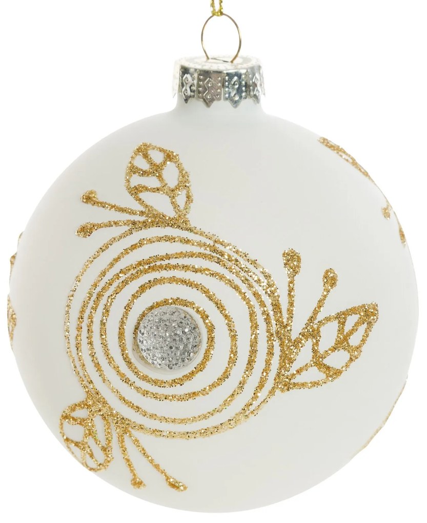 SKLENENÁ VIANOČNÁ BANKA NA STROMČEK SADA 4 KS (FI) 8 CM VZOROVANÁ