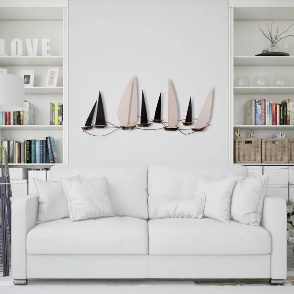 Nástenná dekorácia 52x117 cm plachetnica kov