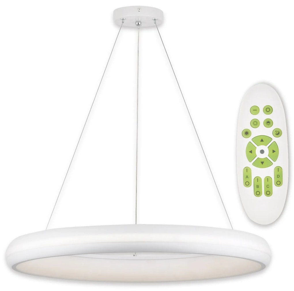 TOP-LIGHT Závesné moderné LED svetlo FUTURA 60BZ RC, 60W, diaľkové ovládanie, kruhové, biele