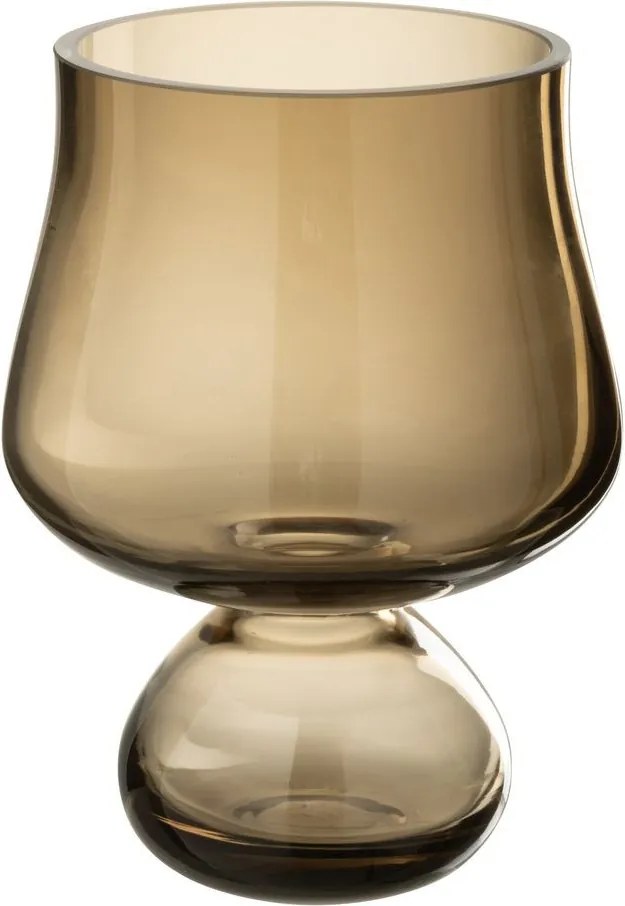 Taupe sklenená váza/ svietnik na nohe Goblier - Ø 15*20 cm