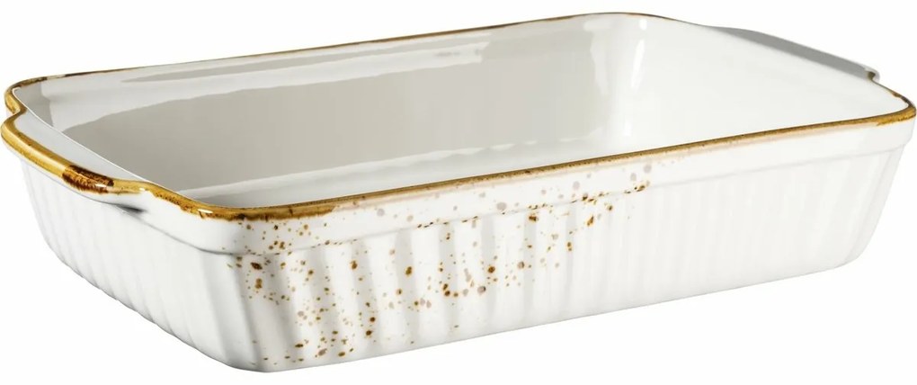 Mäser Zapekací mísa Pintar White hnedé bodky 36,4x 22,3 cm, L