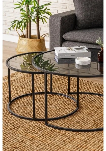 SADA 2x Konferenčný stolík TOKYO pr. 60/80 cm čierna