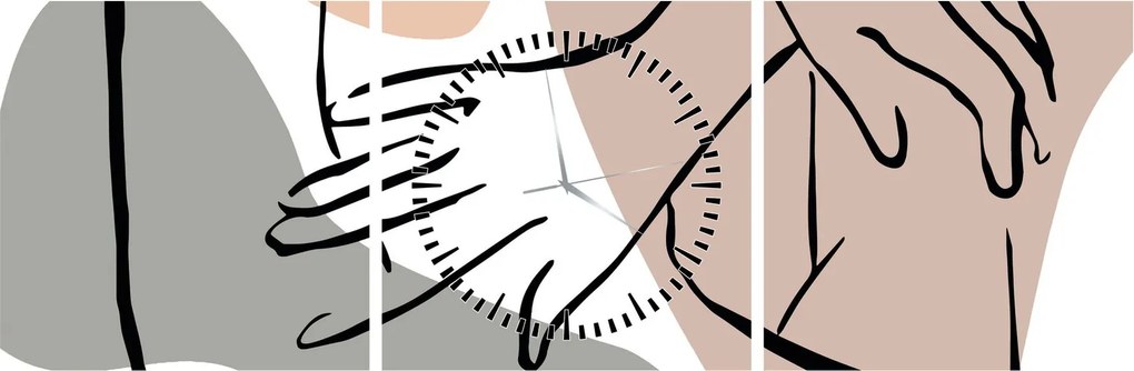 Obraz - Woman body line art N⁰2 (s hodinami) (90x30 cm)