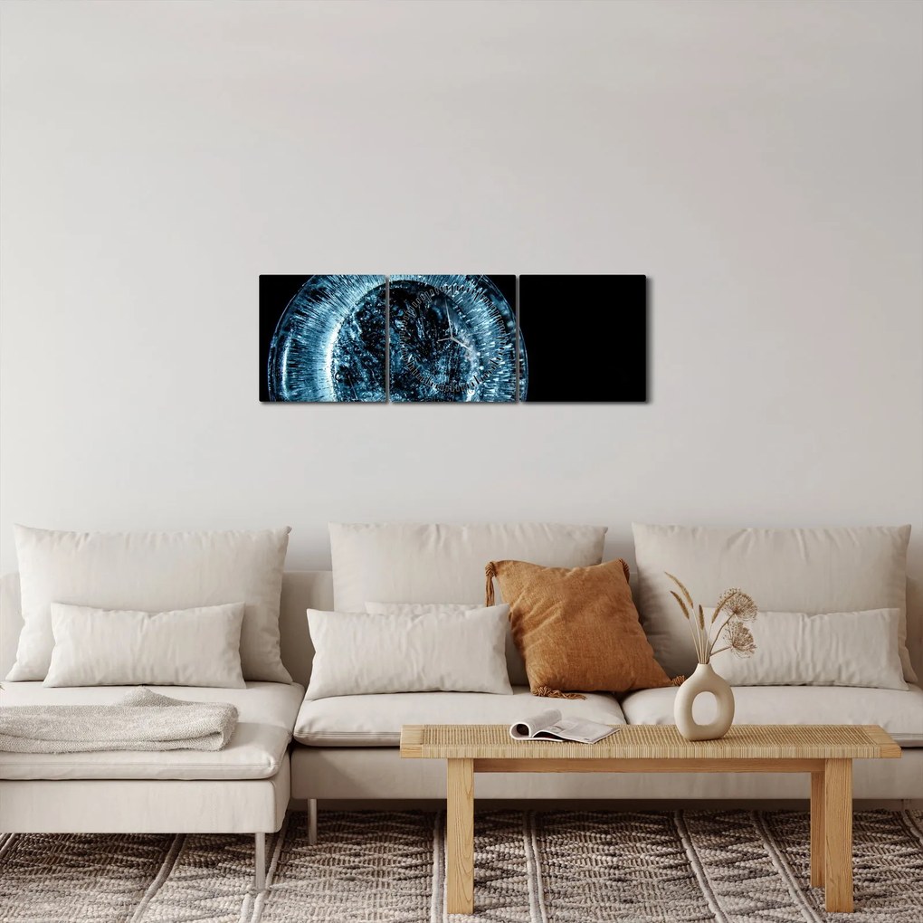Obraz ľadovej kvapky (s hodinami) (90x30 cm)