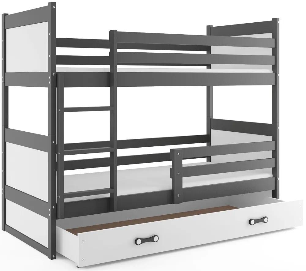 Detská poschodová posteľ RICO | sivá 80 x 190 cm Farba: Biela