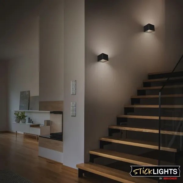 Briloner 3879015 - LED nabíjateľné nástenné svietidlo so senzorom BORRA LED/1,5W/5V 3600 mAh čierne