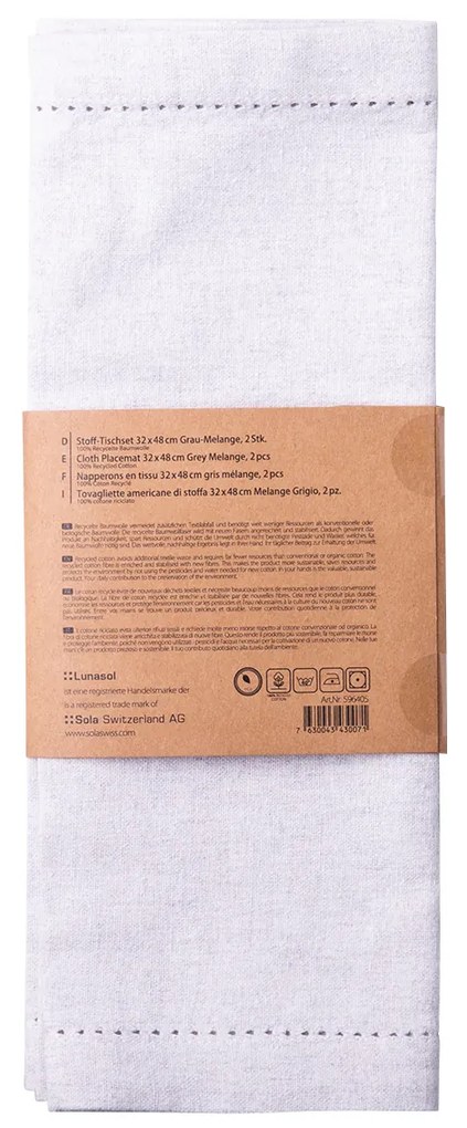 Sivé bavlnené prestieranie 32 x 48 cm 2 ks – Basic Ambiente - 596405
