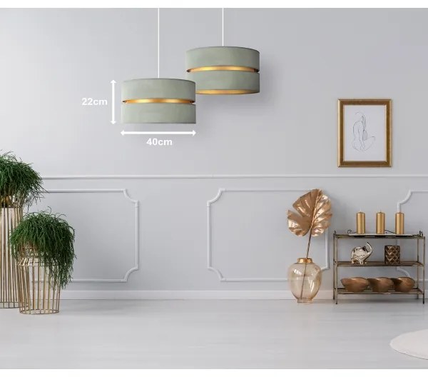 Duolla - Luster na lanku DUO 1xE27/15W/230V svetlo pr. 40 cm zelená/zlatá