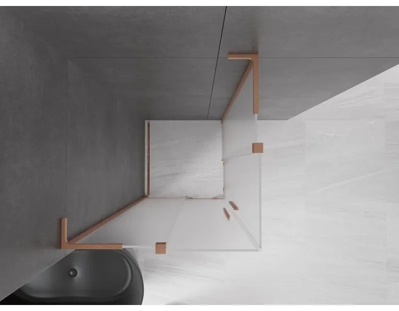Mexen Velar L Duo, sprchový kút s posuvnými dverami 100 x 100 cm, 8mm sklo námraza, medená matná, 871-100-100-02-33-65