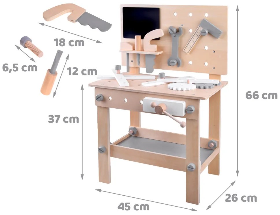 Drevená dielňa pre deti s náradím, ECOTOYS