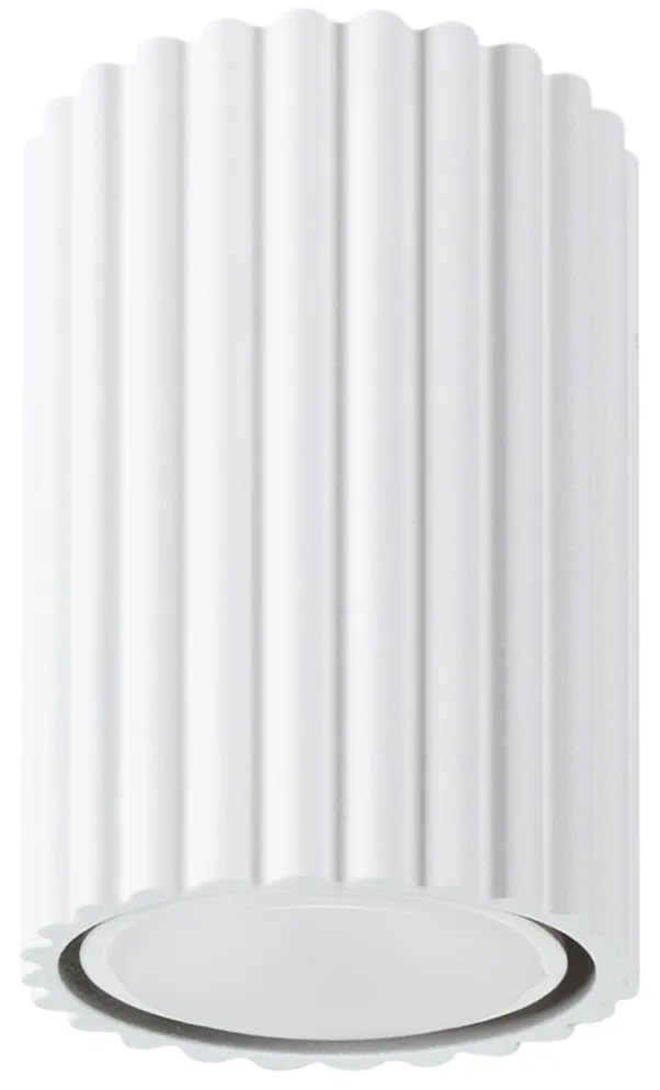 Stropné svietidlo Karbon, 1x biele kovové tienidlo, (10 cm)