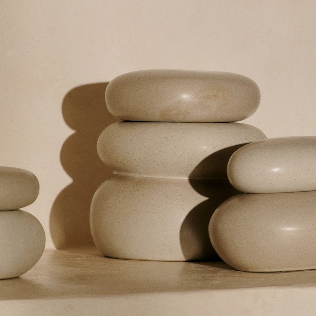 Ferm Living Úložná dóza Pebble Sand/Cream Large