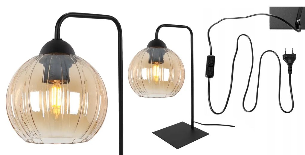 Stolná lampa Costa, 1x medové sklenené tienidlo, b