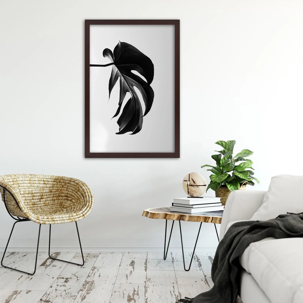 Gario Plagát Čierna a biela monstera list Farba rámu: Bez rámu, Rozmery: 20 x 30 cm