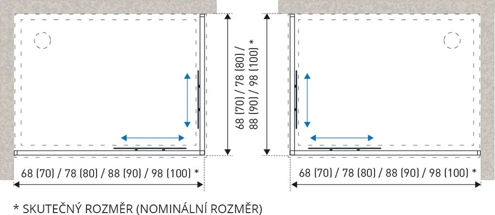 Novoterm Modul sprchovacieho kúta NV-Olga SC Element BL 80, čierna/transparent - bez vaničky