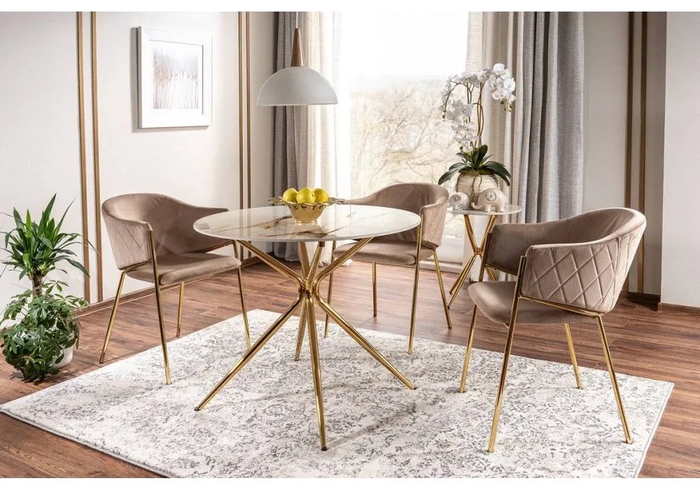 SIGNAL MEBLE Jedálenská stolička BONO VELVET GOLD, zlatá/béžová bluvel 28