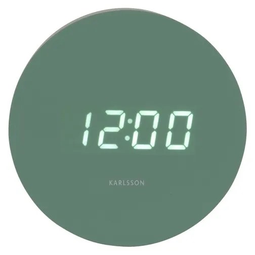 Karlsson 5981GR dizajnové LED hodiny s budíkomzelené, priemer 9 cm
