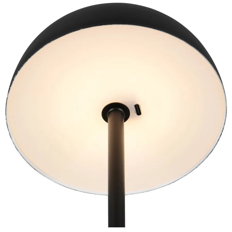 Matne čierna LED stolová lampa s kovovým tienidlom (výška 21 cm) Munoz – Reality