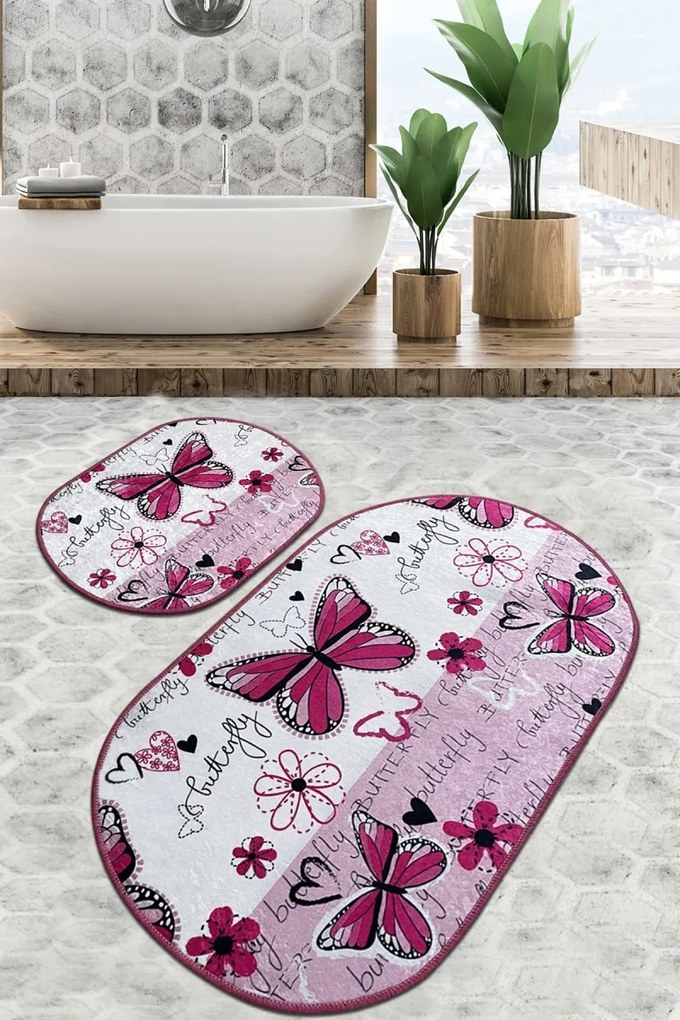 Súprava 2 kusov kúpelňových predložiek Danous ružová