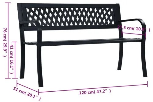 vidaXL Záhradná lavica čierna 120 cm oceľ-
