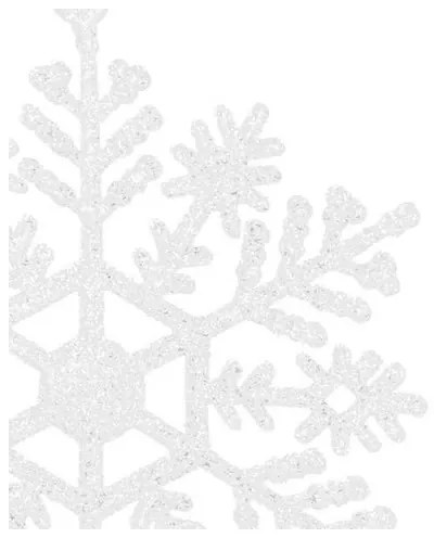SPRINGOS Vianočné ozdoby - Snehové vločky s trblietkami 10cm, biele, sada 12ks