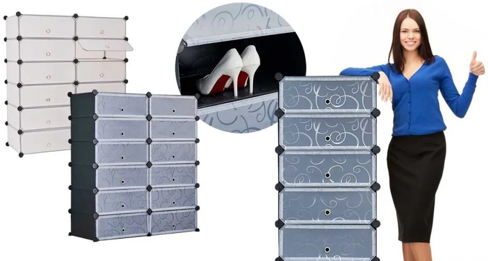 Botníkový organizér z plastu, rôzne farby- biely