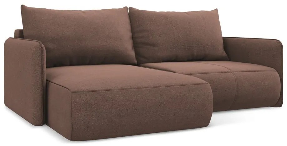 Ružová rozkladacia/s úložným priestorom rohová pohovka (ľavý roh) Nanea – Makamii