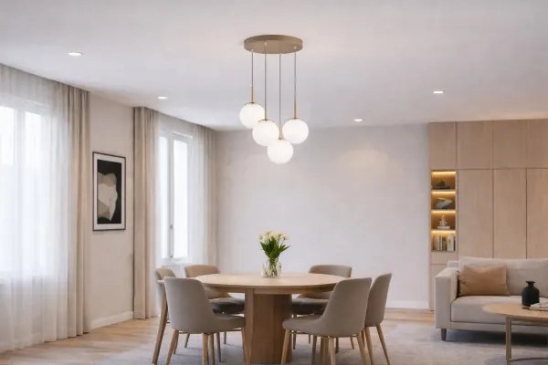 Brilagi - Luster na lanku MILO ECRU 4xE27/60W/230V béžová/zlatá