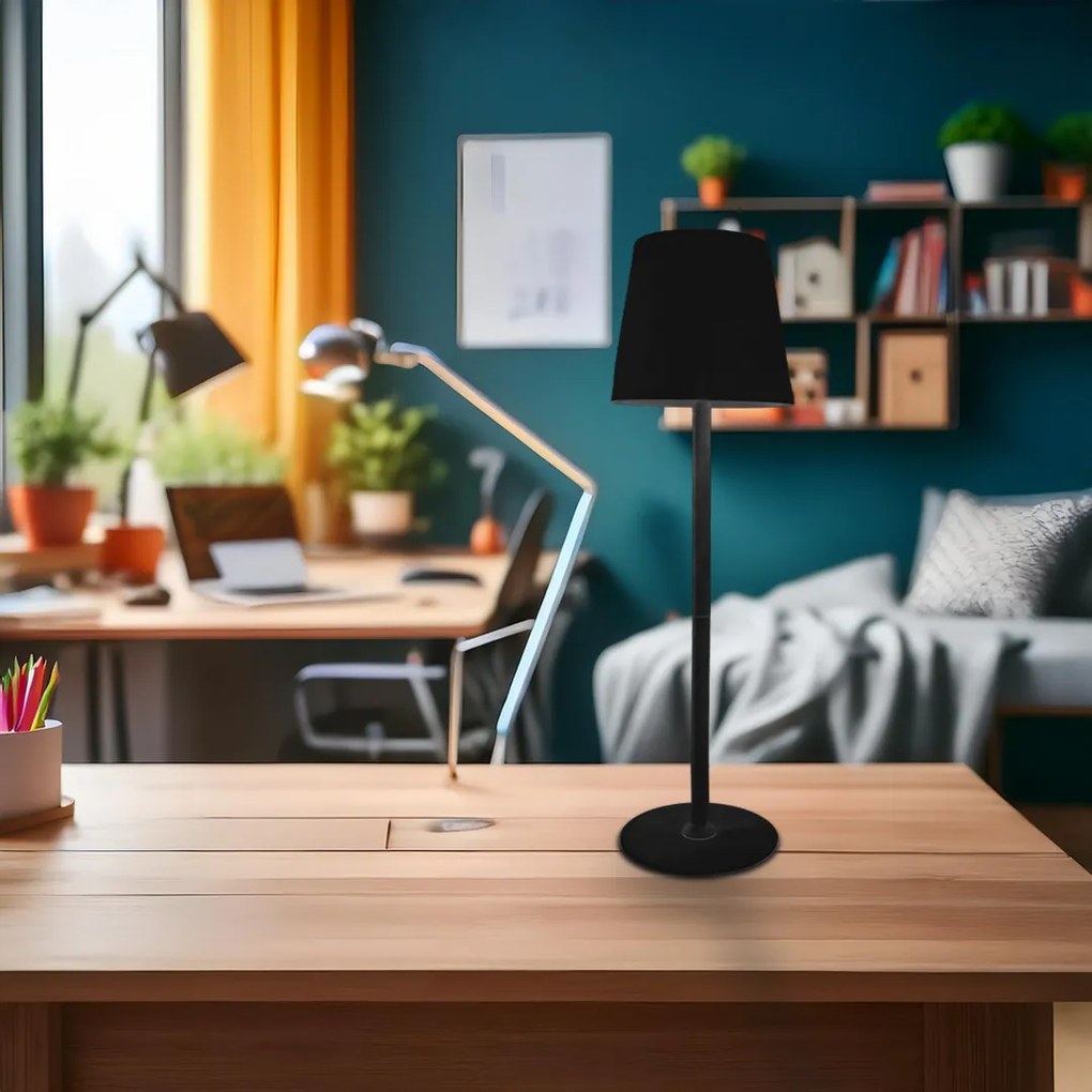 Stolná lampa Toscana, 1x čierne PVC tienidlo, b