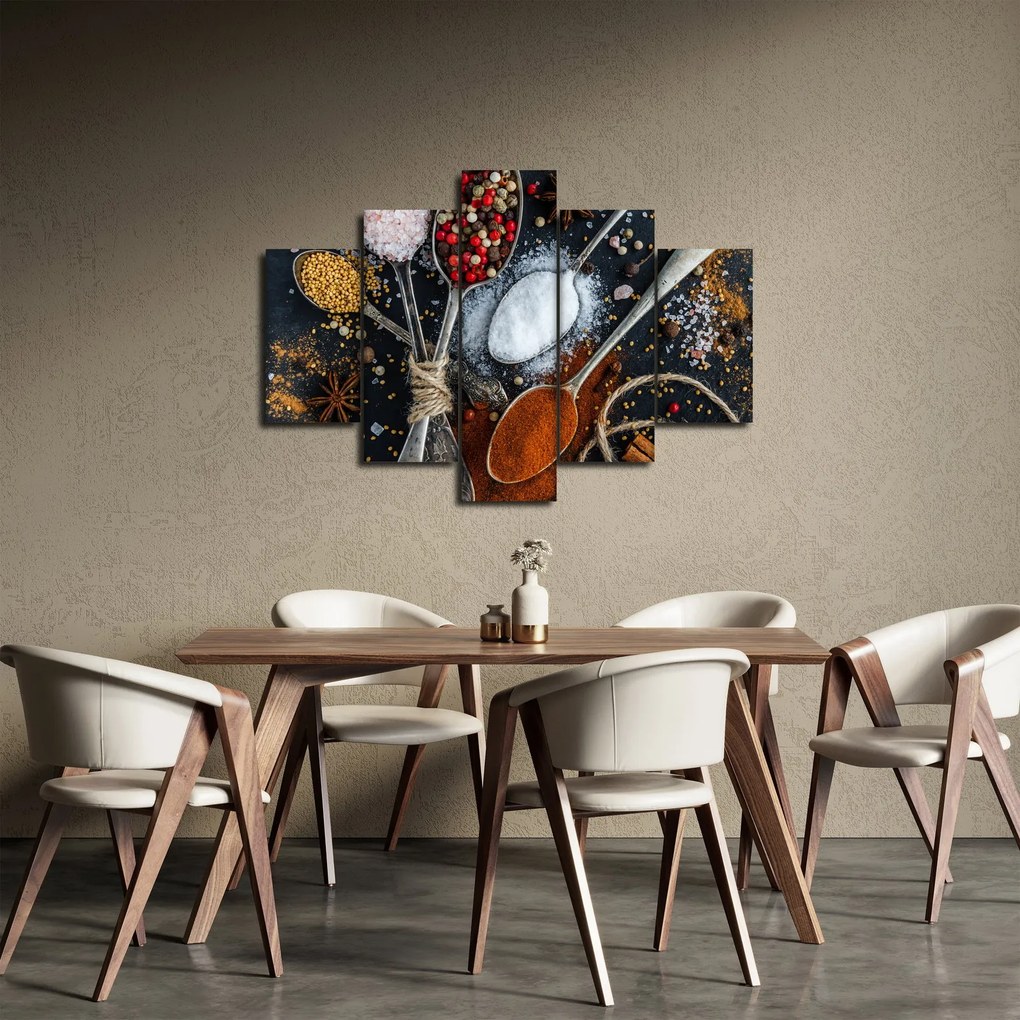 Obraz lyžíc s korením (150x105 cm)
