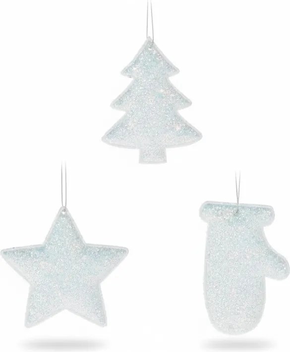 Set trblietavých ozdôb – biely 10 cm